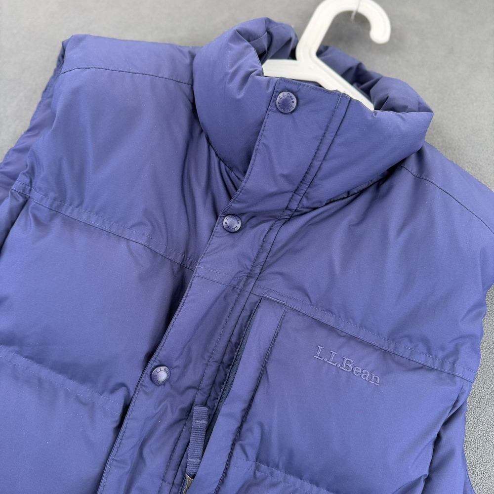 LL Bean Down Puffer Vest Mens Medium Blue Quilted Snap Button Gorpcore